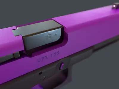 Purple Glock 17 with magazine Low-poly 3D model