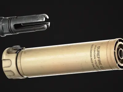 Surefire SOCOM556 RC3 Silencer Low-poly 3D model