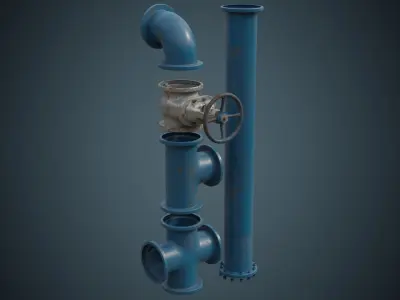 Industrial Pipes 5B Low-poly 3D model