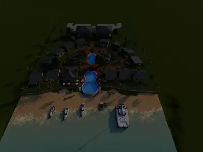  3D Tourism  Resort Space Model island beach interior Free low-poly 3D model