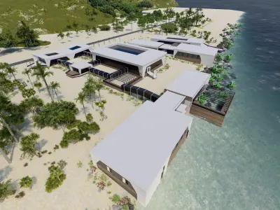 Cultural and recreational coastal complex 3D model