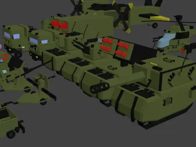 Square-Army Low-poly 3D model