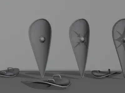 Medieval shield 3 in 1 Low-poly 3D model