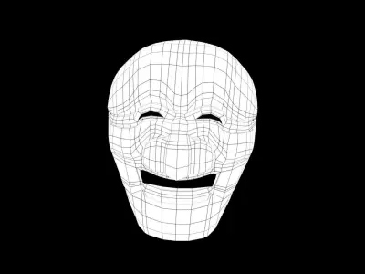  Assassin Mask  Traditional Korean Hahoe Mask Low-poly 3D model