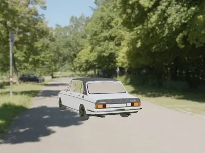 Low poly car 3D model classic in park Free low-poly 3D model