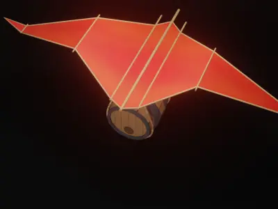 flying barrel gaming asset hand painted model Low-poly 3D model