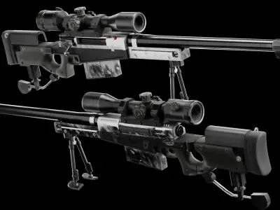  Low Poly AW50 Snipe Rifle Low-poly 3D model
