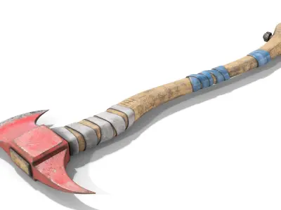 Fire Axe Low-poly 3D model 7