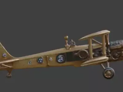 Stylized 3D Steampunk Reconnaissance Aircraft Low-poly 3D model