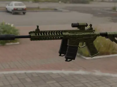 P-416 airsoft rifle with paint job Free low-poly 3D model