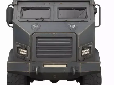Reinforced bulletproof 3D armored bank security transport truck 3D model