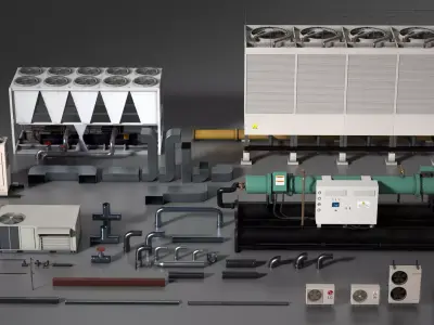 Air Conditioner Set 01 3D Model Pack