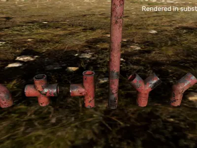 Matel Pipeline System Free low-poly 3D model