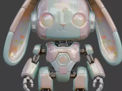 MECHANICAL BUNNY ROBOT 3D MODEL V04 Low-poly 3D model