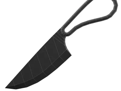 Short battle knife v3 Low-poly 3D model