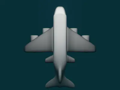 Low Mid Poly Game Ready Cartoon Style Plane Low-poly 3D model