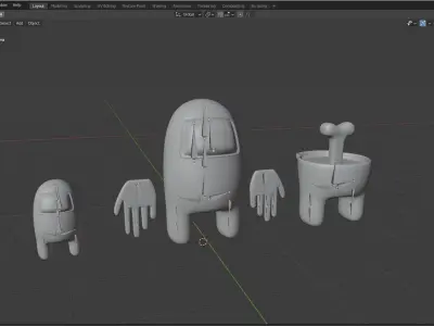 Among Us Low Poly Rigged Characters Low-poly 3D model