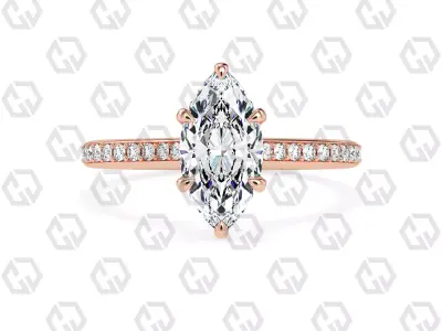 Ring 55 Marquise Shape Pave setting ring with Gems 3D print model