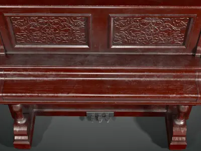 Antique Piano with Stool- Game Ready Low-poly 3D model