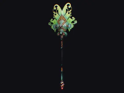 Magical Staff Magic Stick Fantasy Wand Axe Props Item Low-poly 3D model