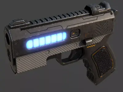 Pulse-9 Compact Plasma Pistol Low Poly Model - PBR Game Ready  Low-poly 3D model