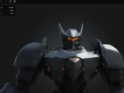 Dark Armored Robot Low-poly 3D model