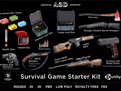 Game Ready Survival Game Starter Kit PBR Rigged Low-poly 3D model