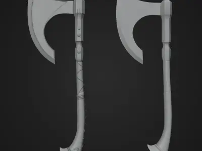 Medieval Axe Low-poly 3D model 6