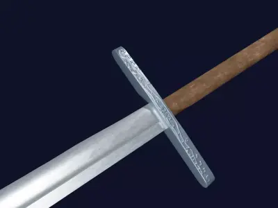 Falchion sword with Grossmesser handle Low-poly 3D model