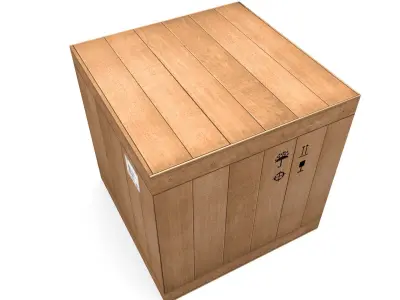 wooden box lowpoly Low-poly 3D model