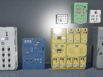 Industrial Control Panel Low-poly 3D model