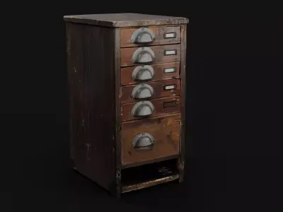 Antique Wooden Filing Cabinet 3D model