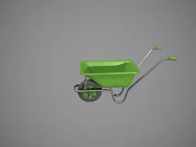 Green Wheelbarrow Low-poly 3D model purchase