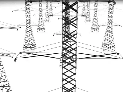 Powerline of Electric Transmission Towers 3D model