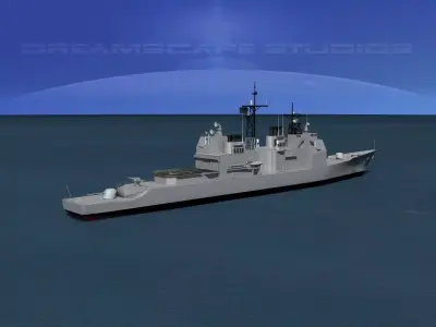Ticonderoga Class Cruiser CG52 USS Bunker Hill 3D model