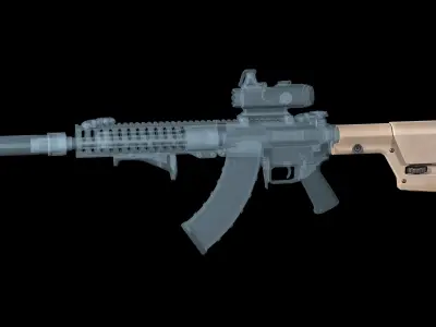 AR 15 stock Magpul PRS GEN3 Low-poly 3D model