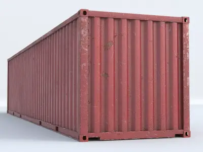 Cargo Container Red 40 feet PBR 3D model
