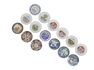 Belgium Porcelain Plates Set 3D model