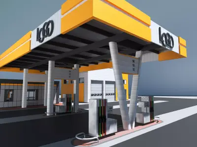 Modern Gas Station 3D Model Free 3D model