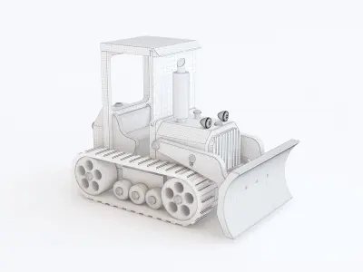 Wooden toy bulldozer 02 3D model