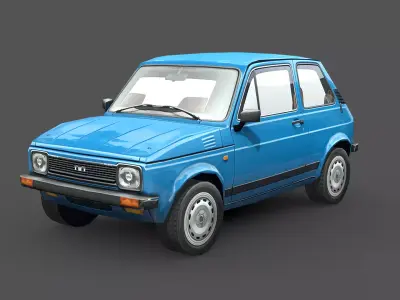 Vintage European Hatchback Car Low-poly 3D model