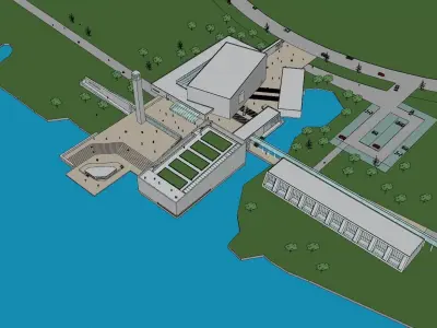 SU model of cultural and sports center office building 3D model