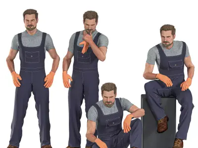 Plumber - Mechanic Overalls -Industrial Workwear Outfit Low-poly 3D model