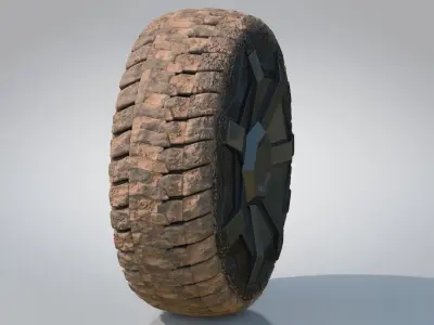 Dirty Tesla Cybertruck Wheel Low-poly 3D model
