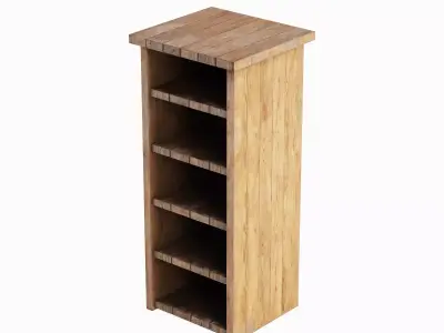 Medieval Tall Shelf 05 Low-poly 3D model