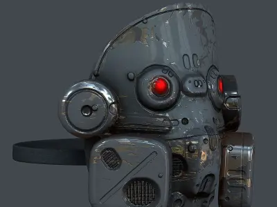 Gas mask helmet 3d model scifi  Low-poly 3D model 2