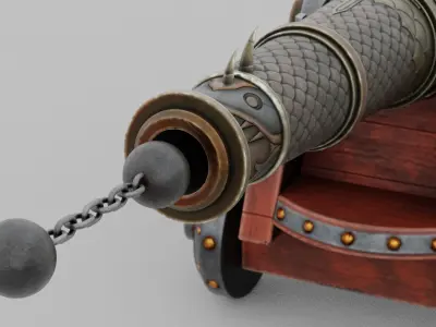 O Kit 01 Cannon Kit 02 of 05 cursed sea cannon Low-poly 3D model