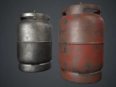 Portable LPG Gas Tank 2 PBR Game Ready Low-poly 3D model