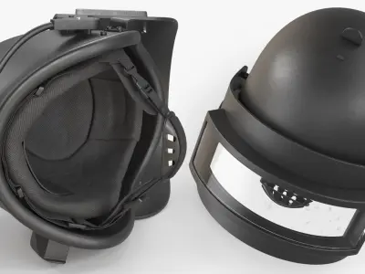 Ballistic Protective Helmet With Visor Black 3D model