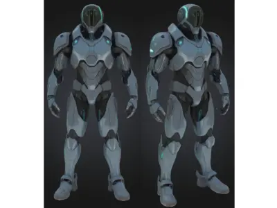 Next Gen Sci Fi Armored Robot Character Low-poly 3D model